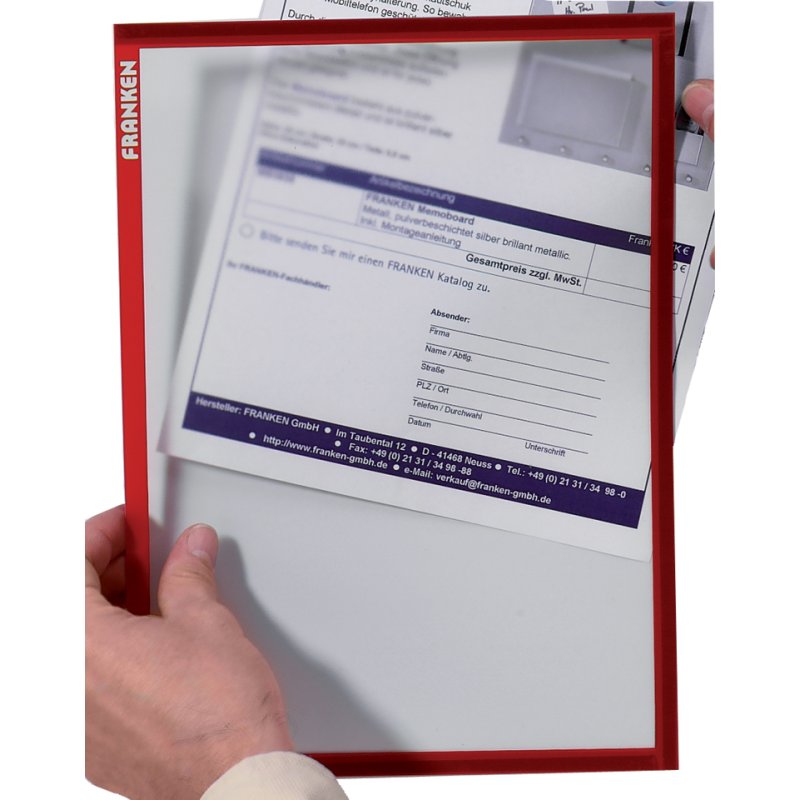 FRANKEN magneettas FRAME IT X-tra!Line, A4, rood, transparant